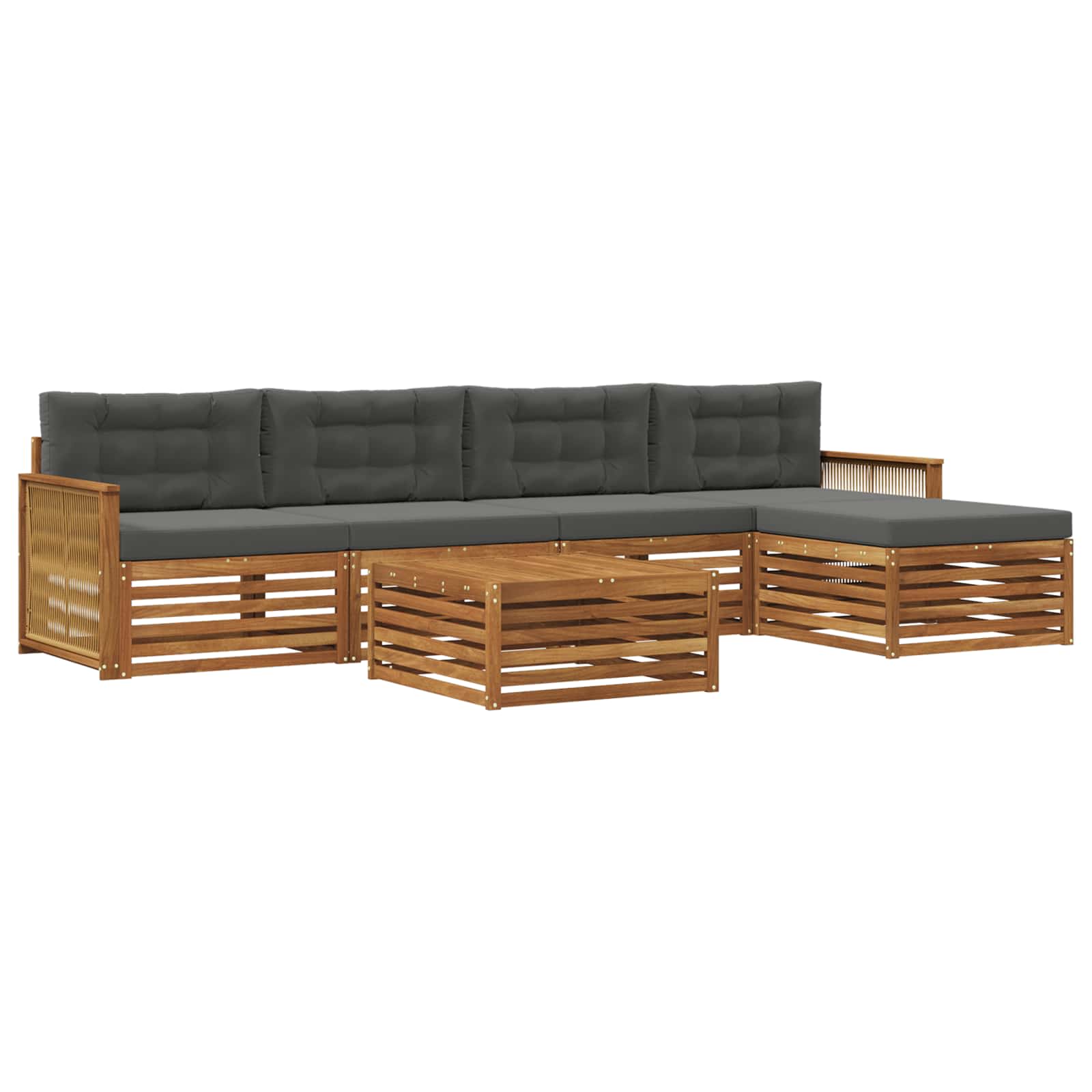 Outdoor-Sofagarnitur mit Kissen 6 pcs Natur und Anthrazit