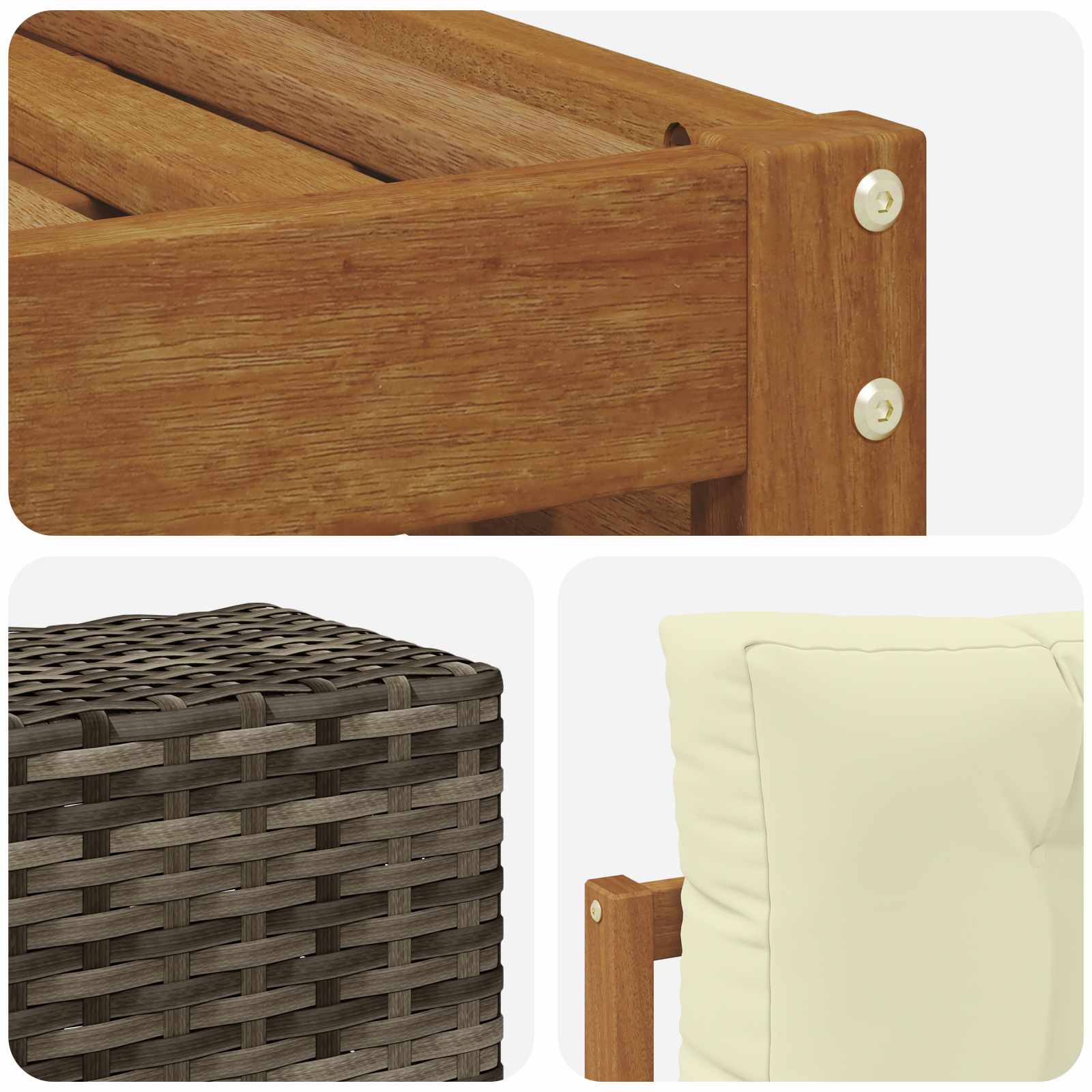 Outdoor-Sofagarnitur 6 pcs Natur und Creme 79 x 79 x 37 cm