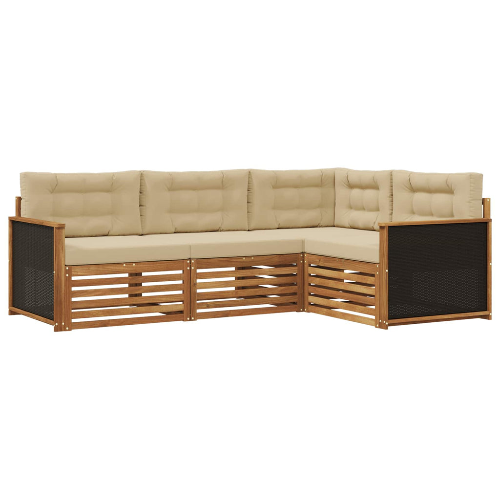 Outdoor-Sofagarnitur 4 pcs Natur und Beige