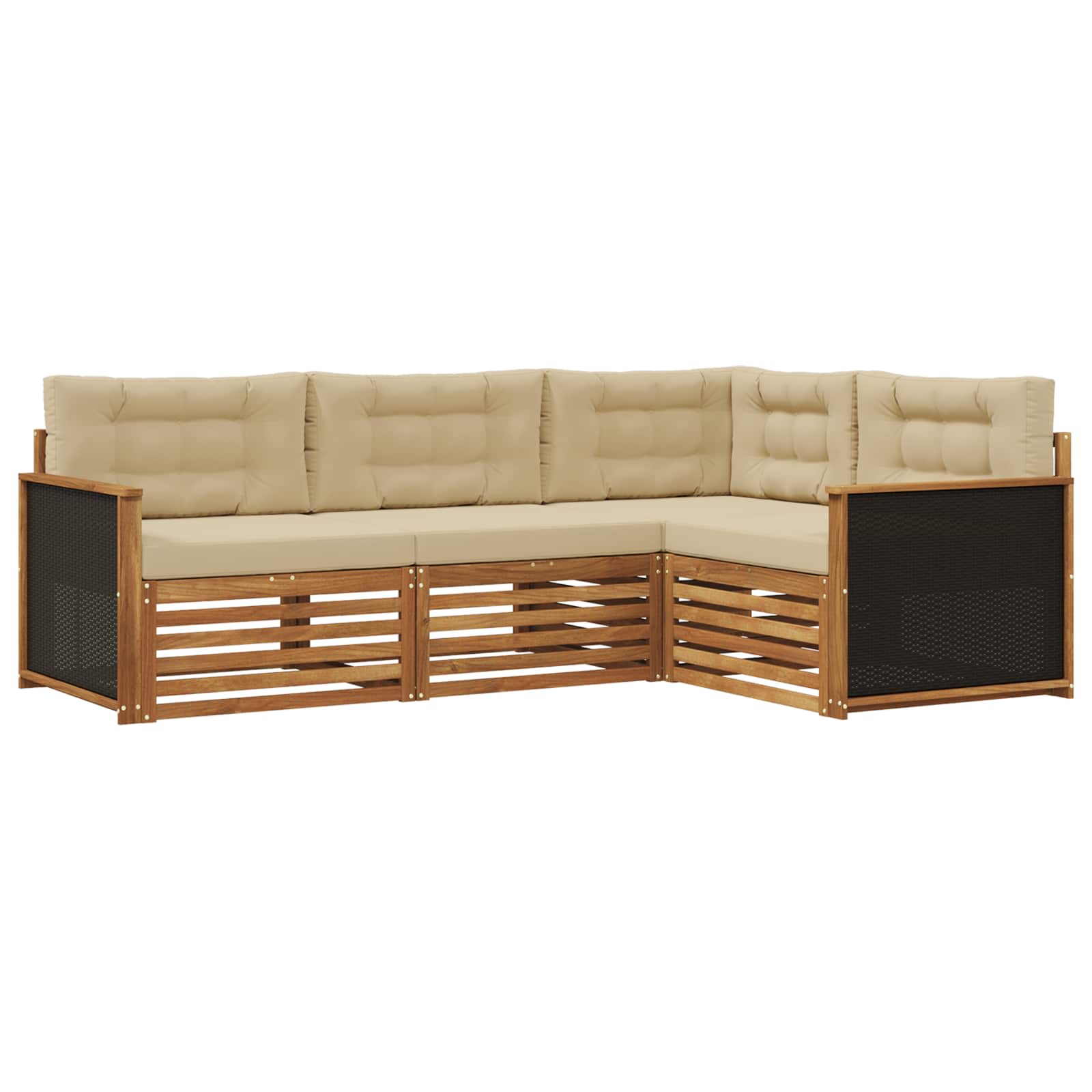 Outdoor-Sofagarnitur 4 pcs Natur und Beige
