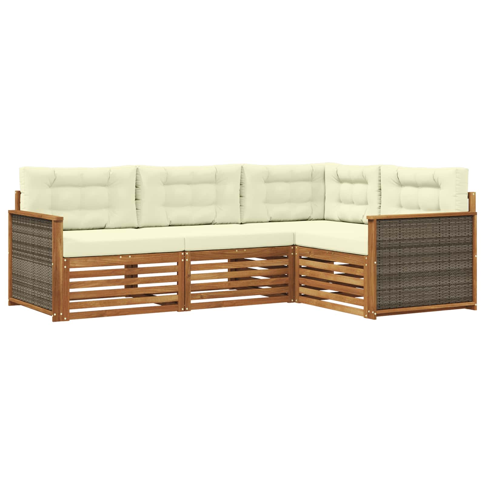 Outdoor-Sofagarnitur mit Kissen 4 pcs Natur und Creme