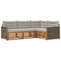 Outdoor-Sofagarnitur mit Kissen 4 pcs Natürlich und Hellgrau