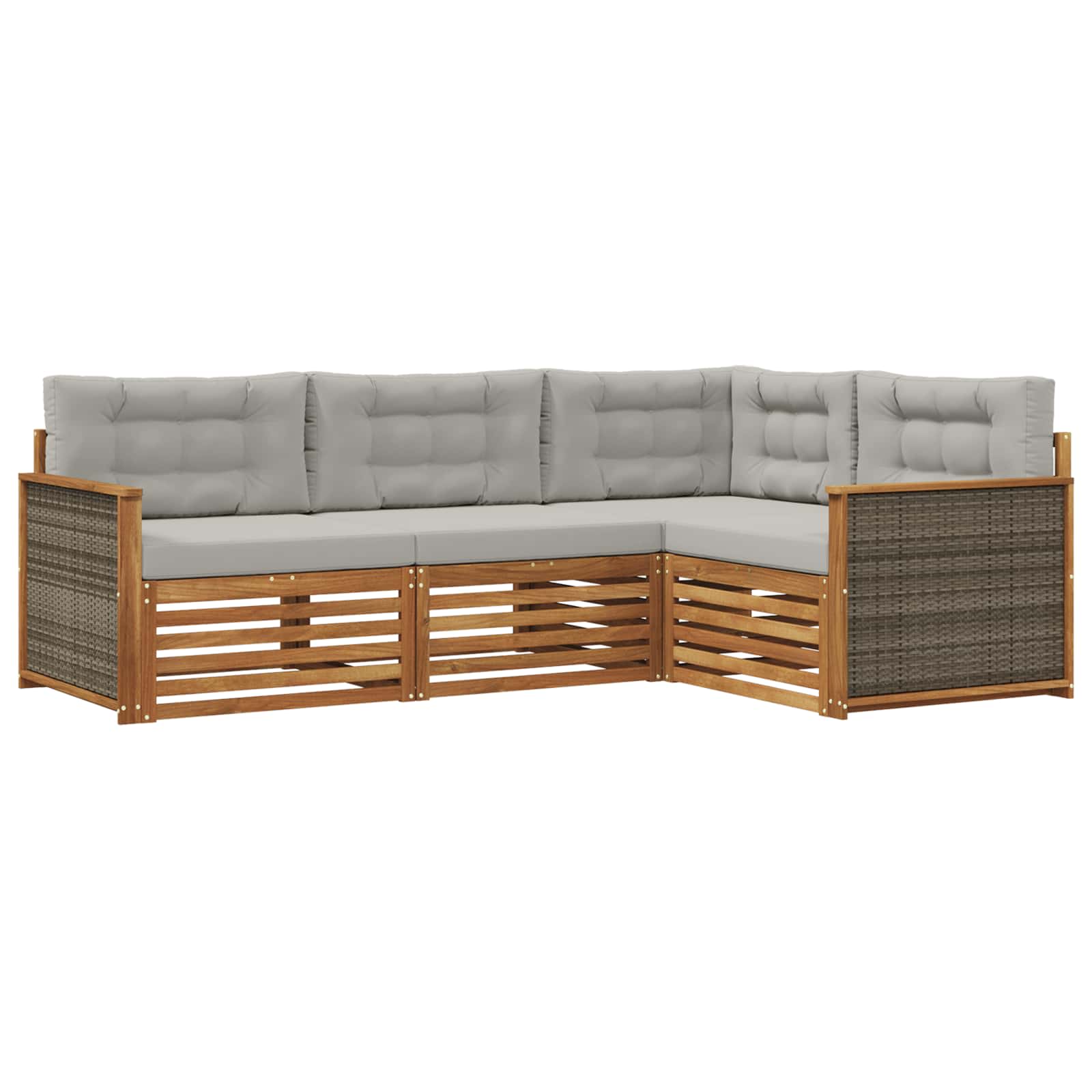 Outdoor-Sofagarnitur mit Kissen 4 pcs Natürlich und Hellgrau