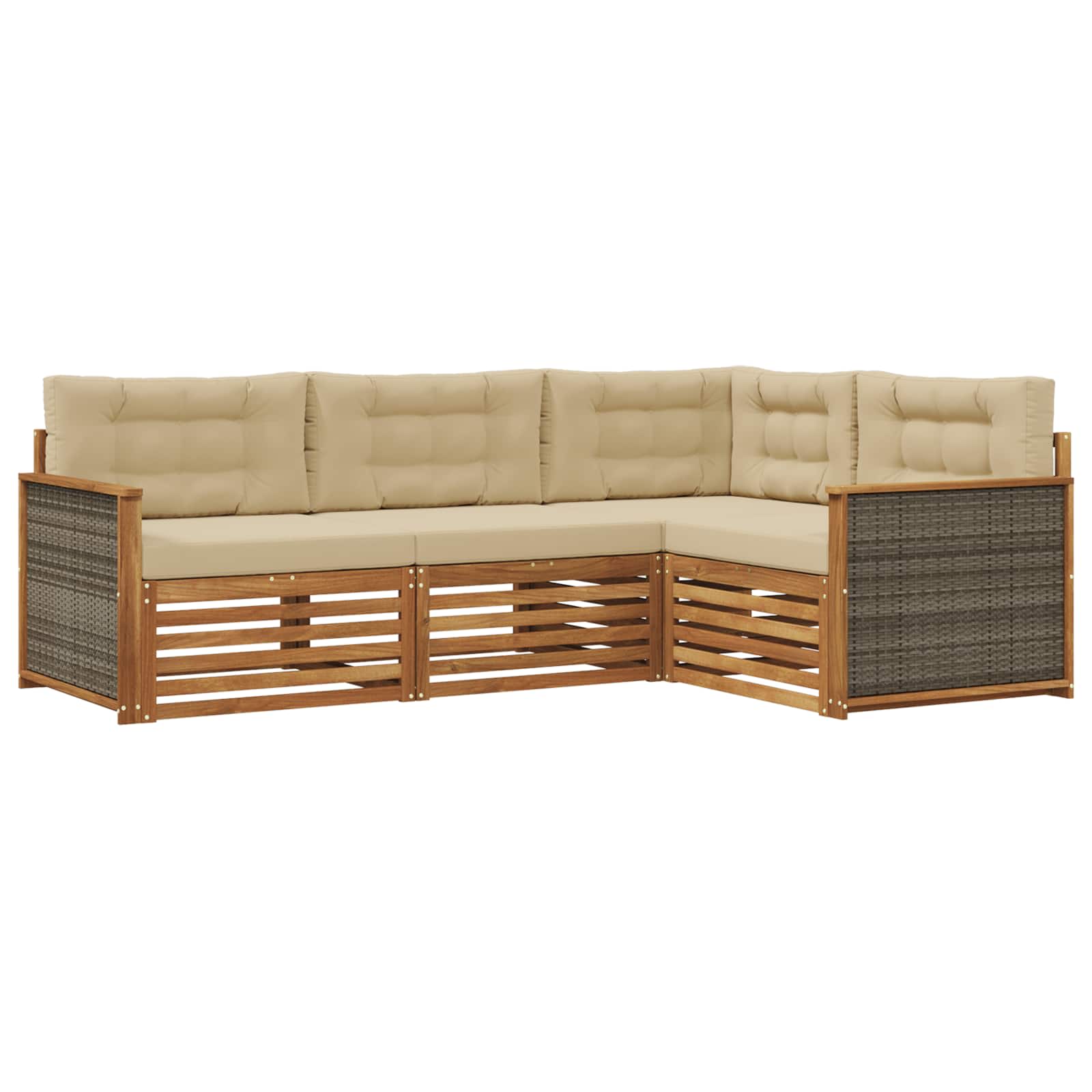 Outdoor-Sofagarnitur mit Kissen 4 pcs Natur und Beige