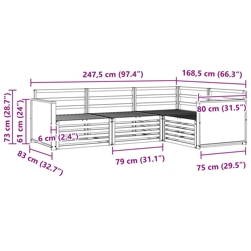 Outdoor-Sofagarnitur 4 pcs Natur Massivholz Akazie