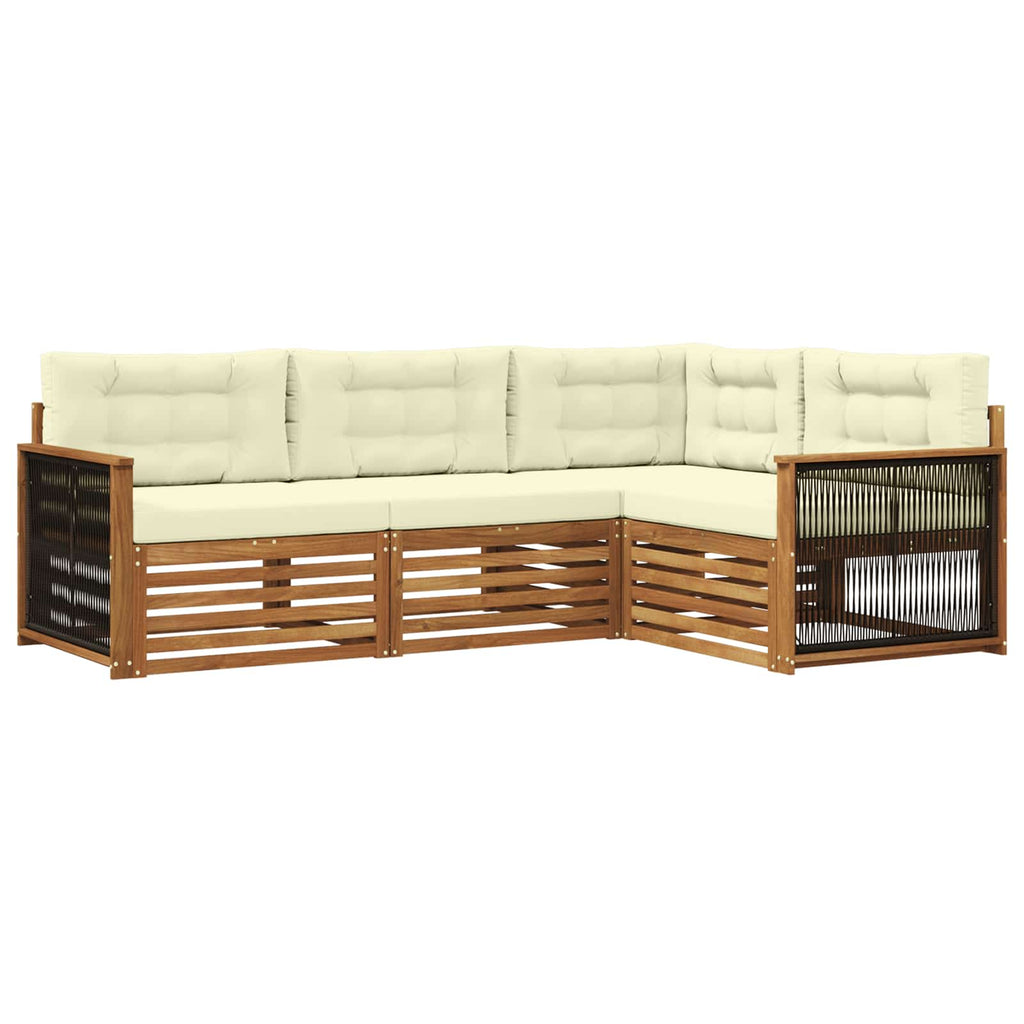 Outdoor-Sofagarnitur mit Kissen 4 pcs Natur und Creme