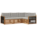 Outdoor-Sofagarnitur mit Kissen 4 pcs Natürlich und Hellgrau