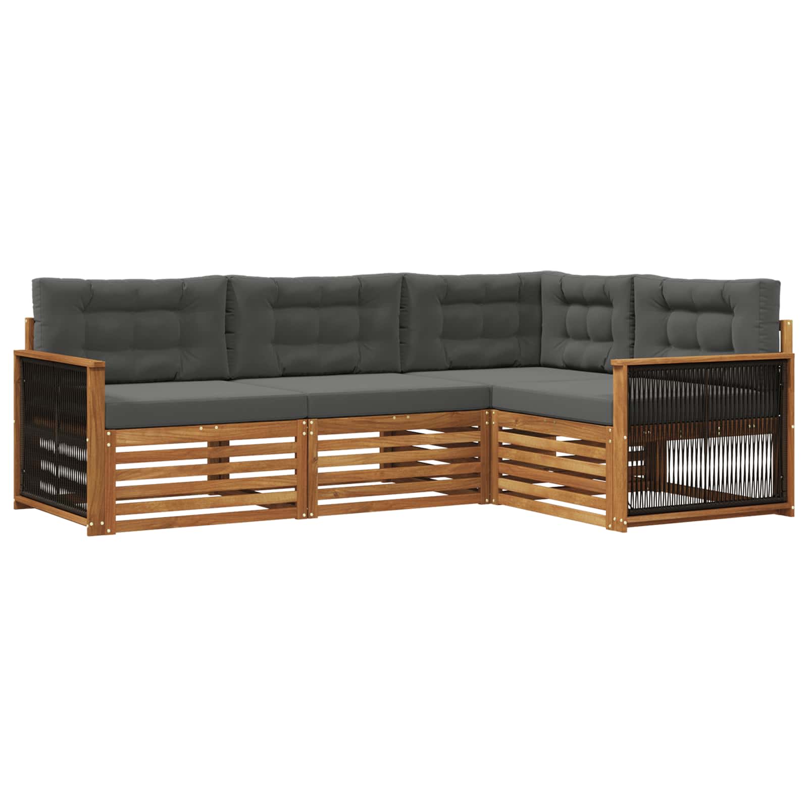 Outdoor-Sofagarnitur mit Kissen 4 pcs Natur und Anthrazit