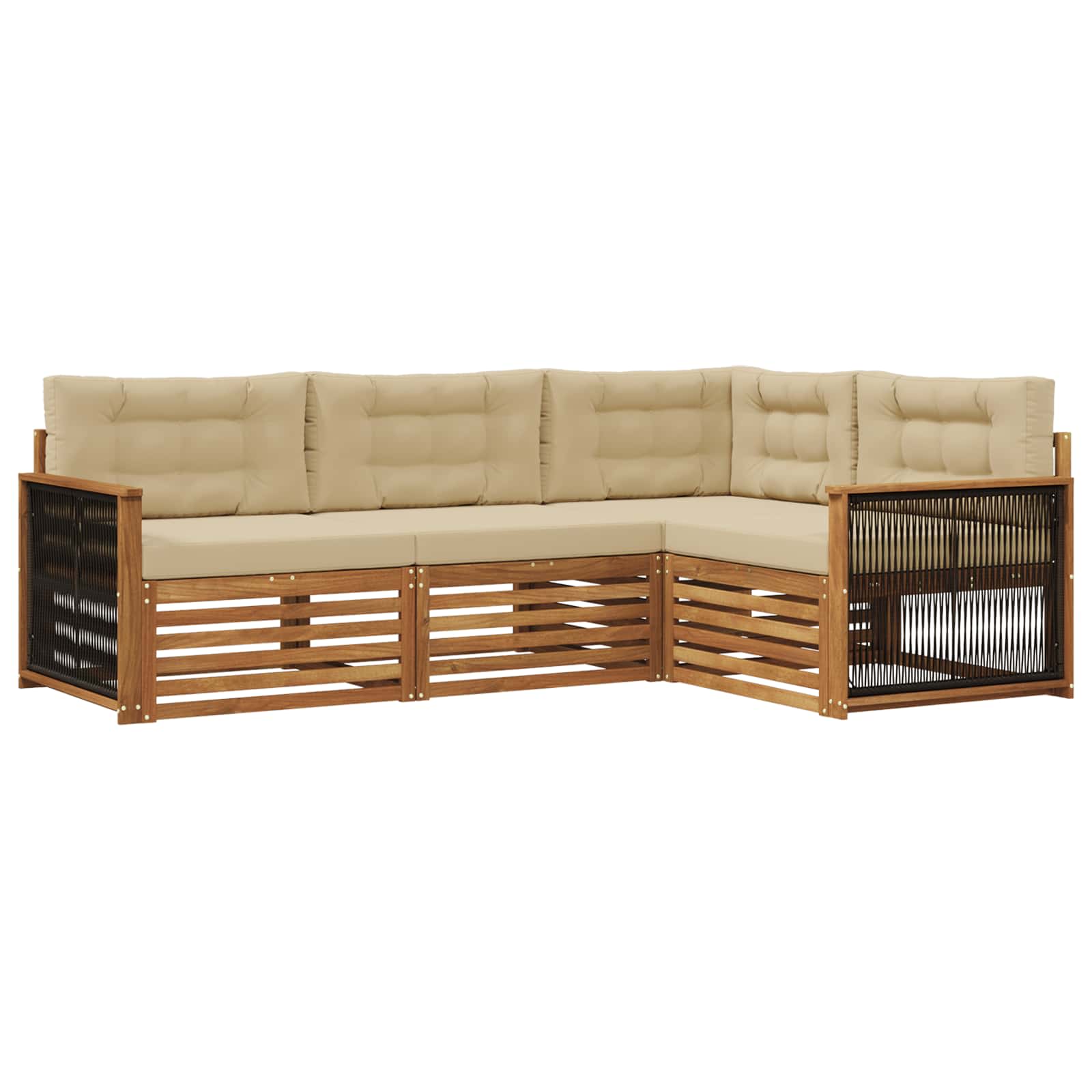 Outdoor-Sofagarnitur mit Kissen 4 pcs Natur und Beige