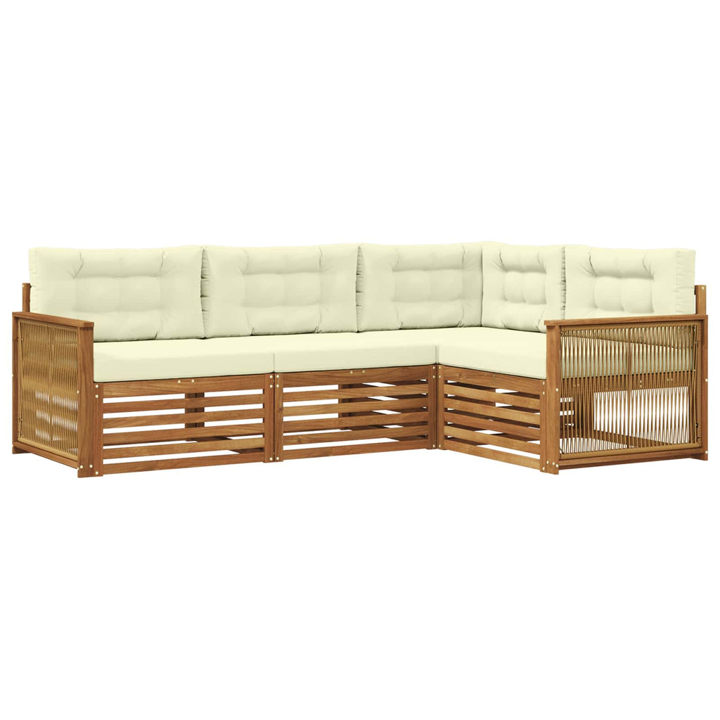 Outdoor-Sofagarnitur mit Kissen 4 pcs Natur und Creme