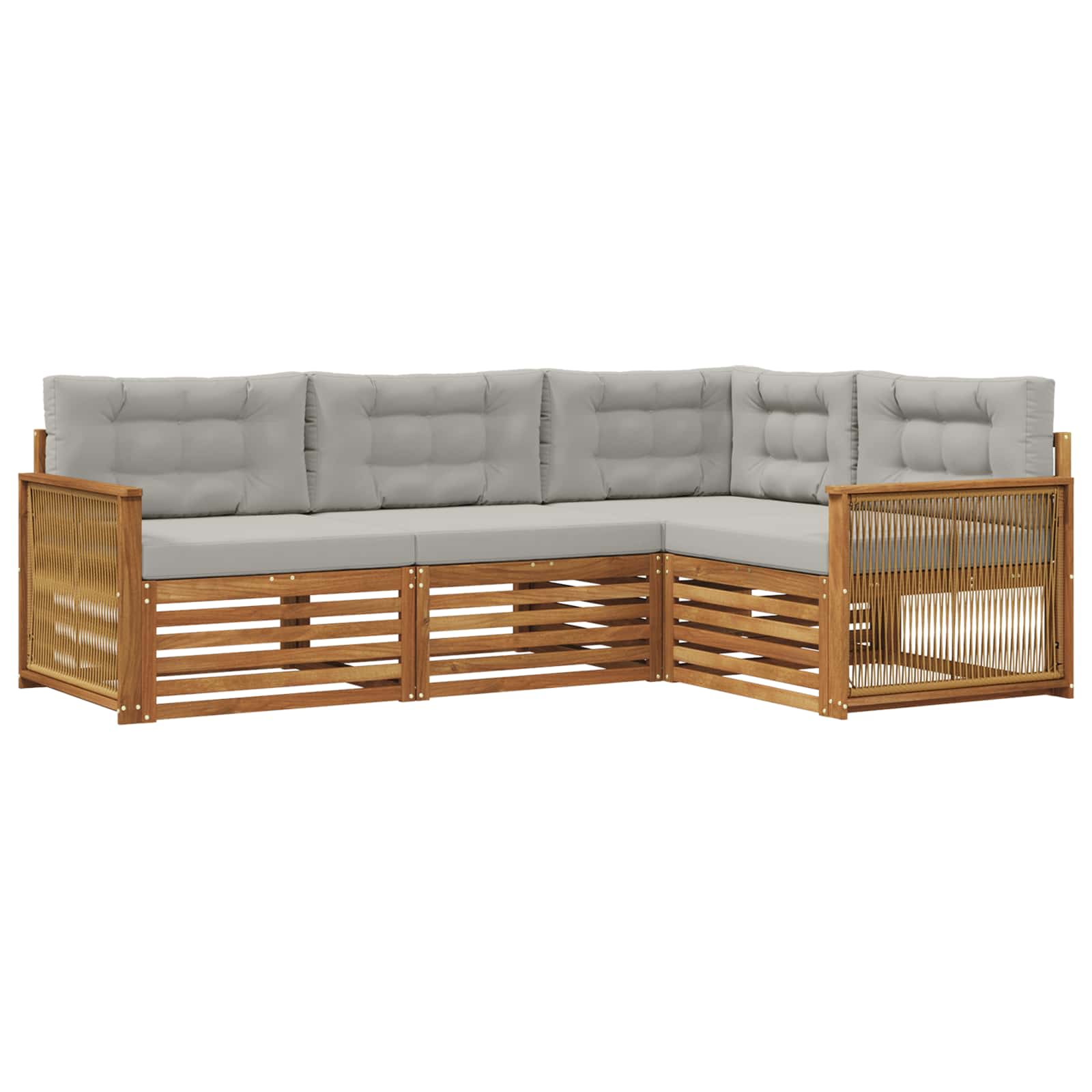 Outdoor-Sofagarnitur mit Kissen 4 pcs Natürlich und Hellgrau