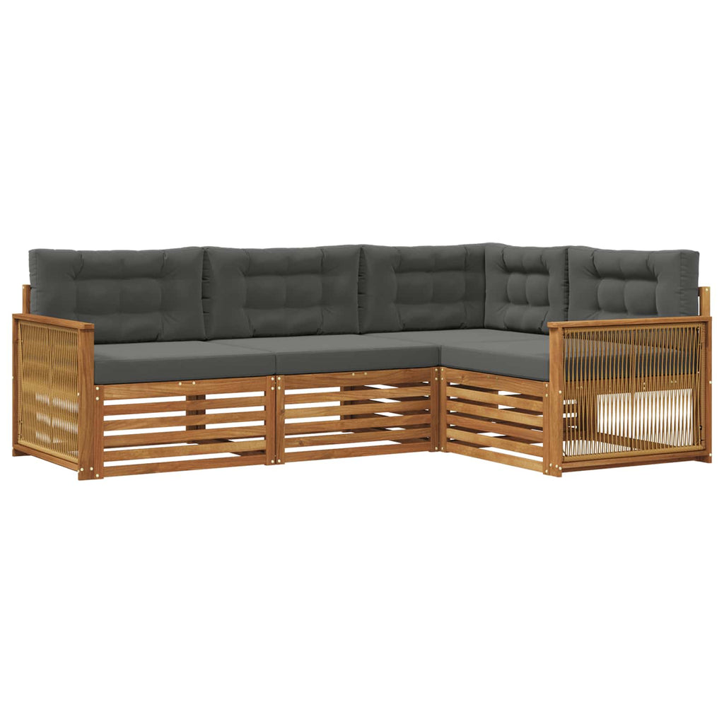 Outdoor-Sofagarnitur mit Kissen 4 pcs Natur und Anthrazit