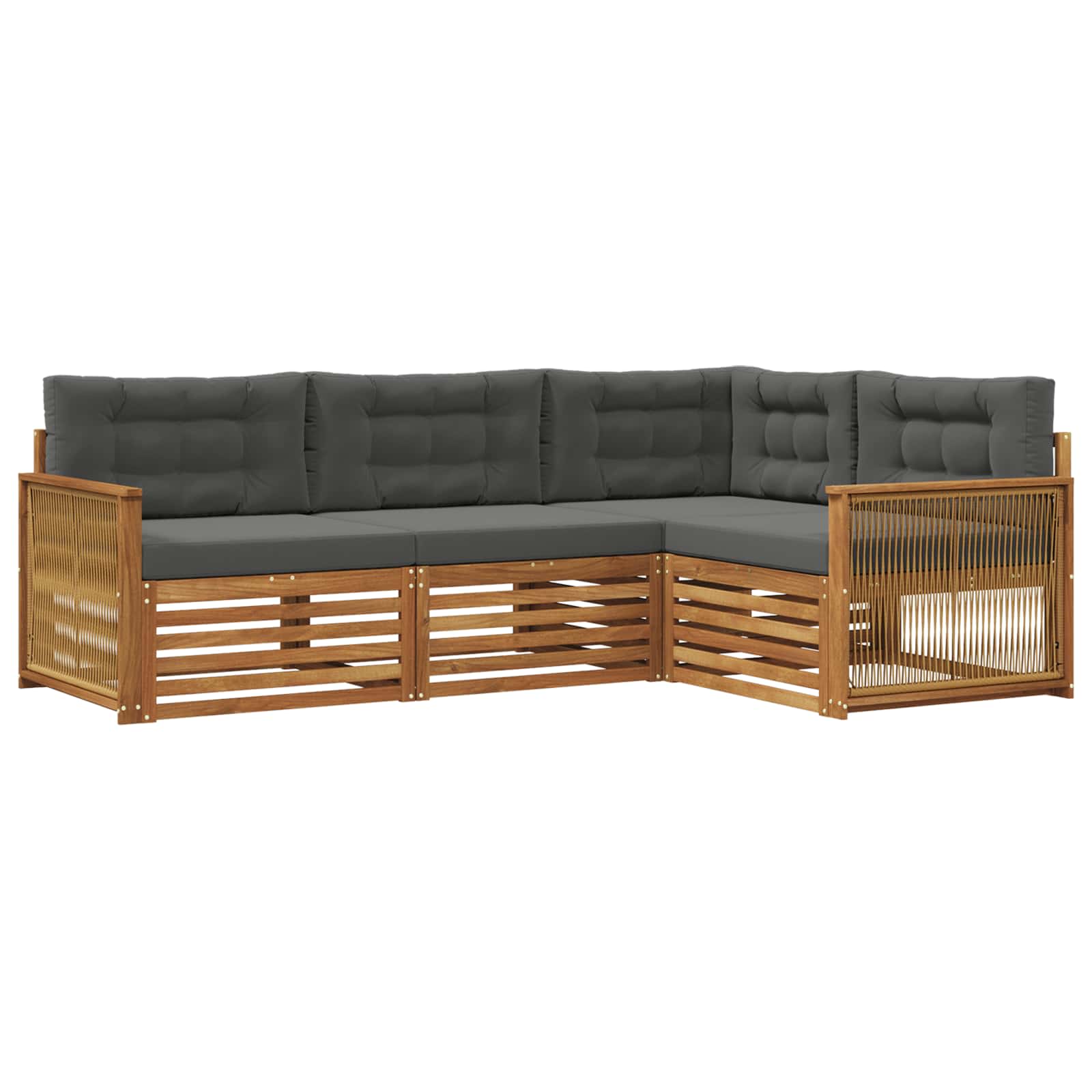 Outdoor-Sofagarnitur mit Kissen 4 pcs Natur und Anthrazit