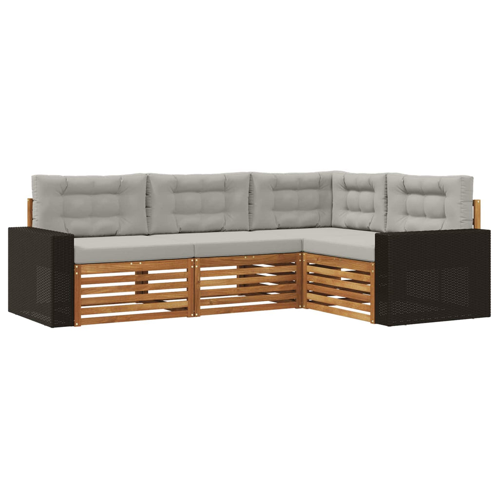 Outdoor-Sofagarnitur 4 pcs Natürlich und Hellgrau