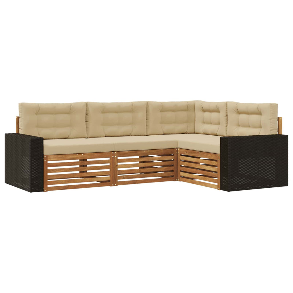 Outdoor-Sofagarnitur 4 pcs Natur und Beige