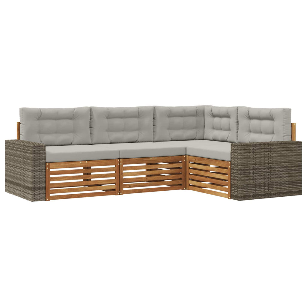 Outdoor-Sofagarnitur 4 pcs Natürlich und Hellgrau