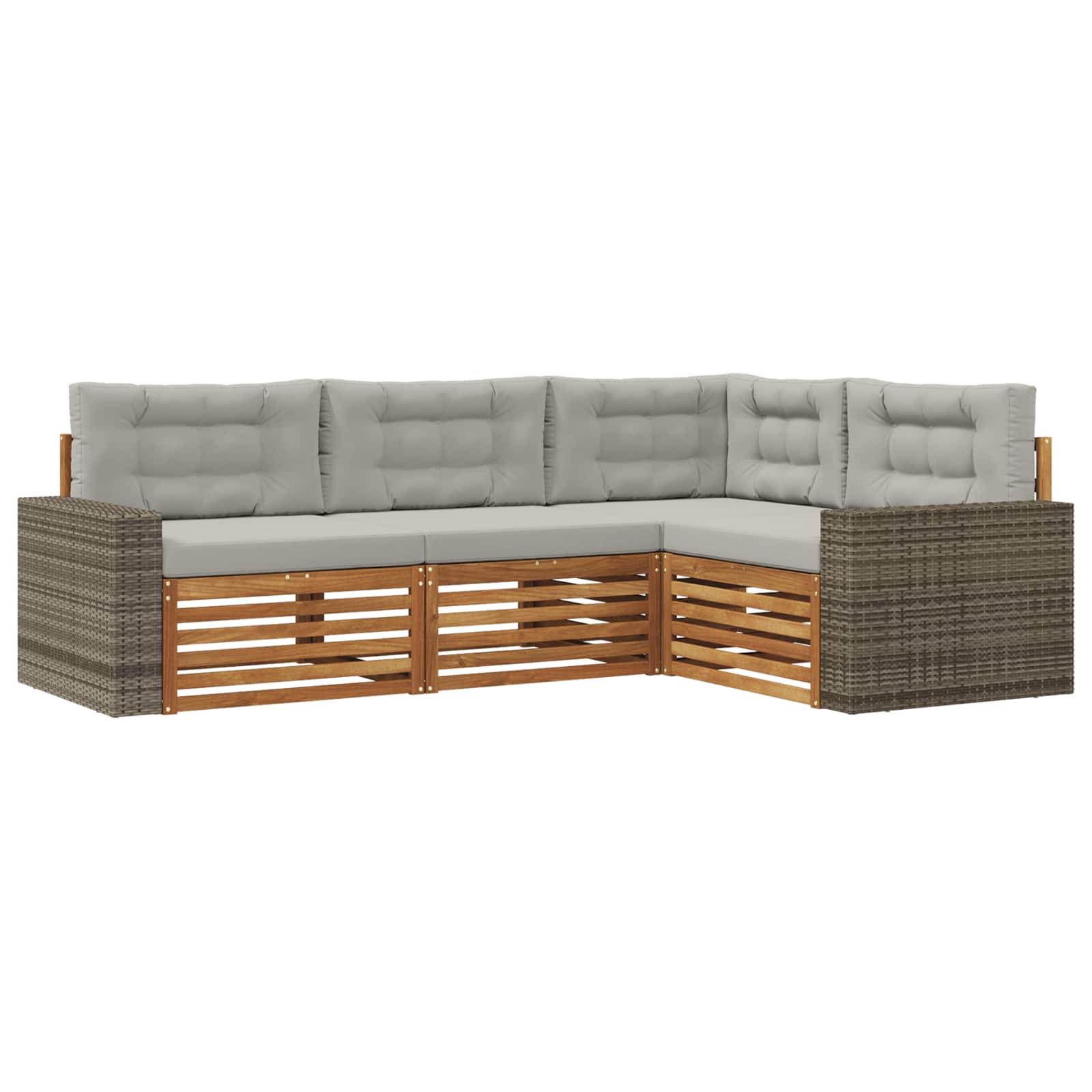 Outdoor-Sofagarnitur 4 pcs Natürlich und Hellgrau