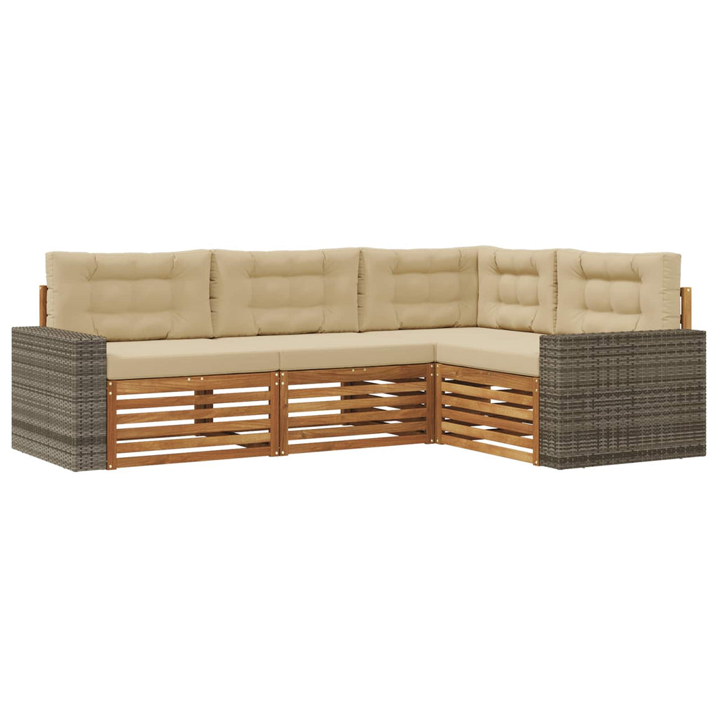 Outdoor-Sofagarnitur 4 pcs Natur und Beige