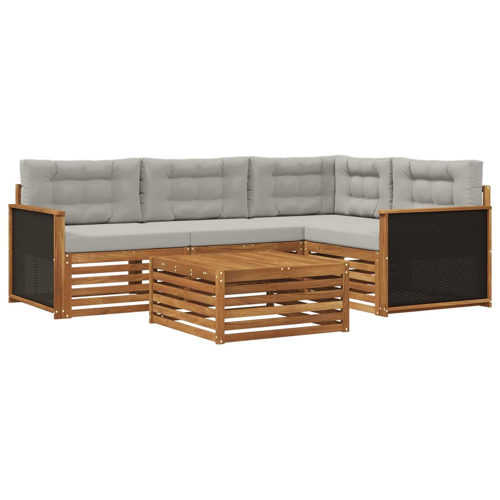 Outdoor-Sofagarnitur 5 pcs Natürlich und Hellgrau