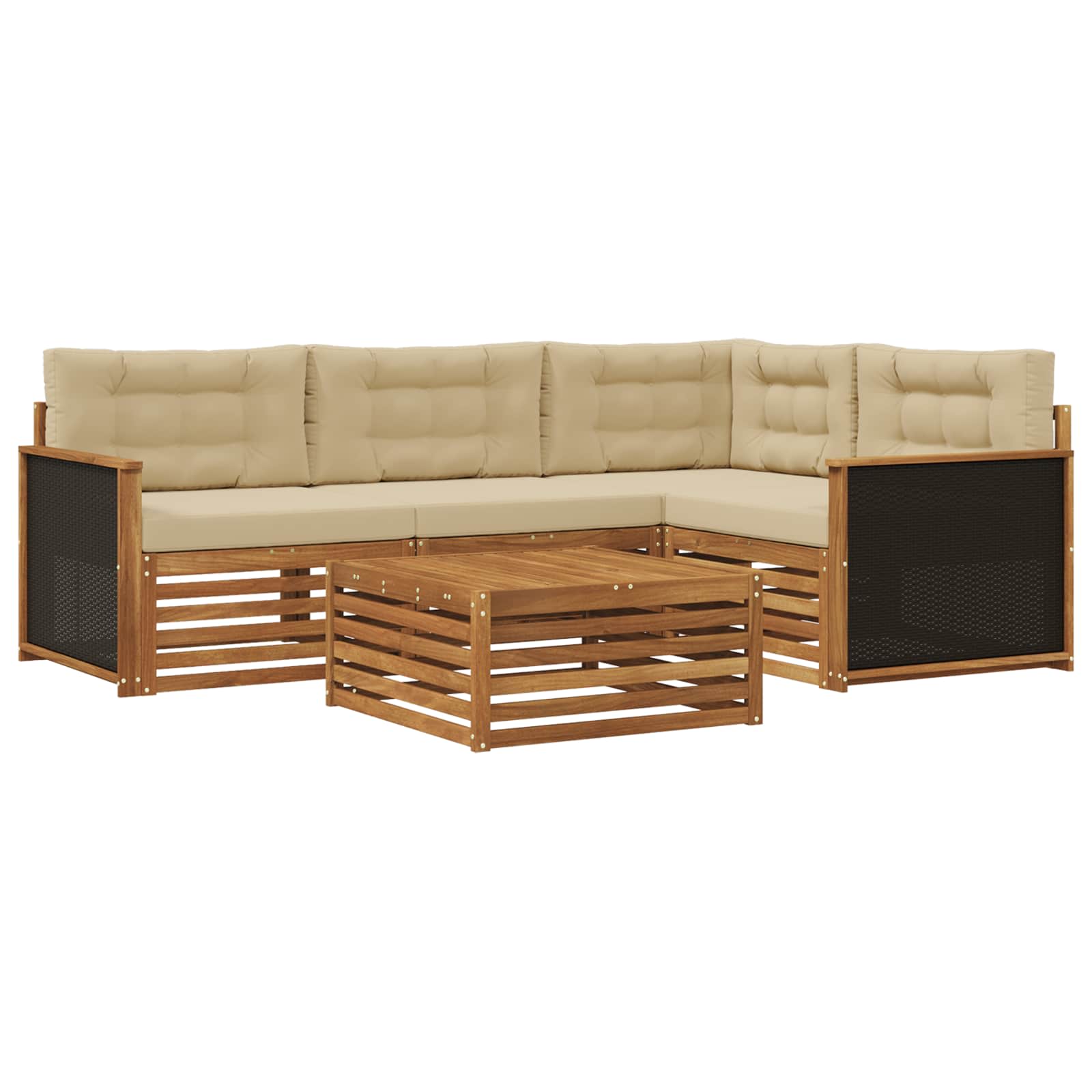 Outdoor-Sofagarnitur 5 pcs Natur und Beige 79 x 79 x 37 cm