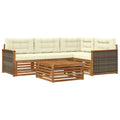 Outdoor-Sofagarnitur mit Kissen 5 pcs Natur und Creme