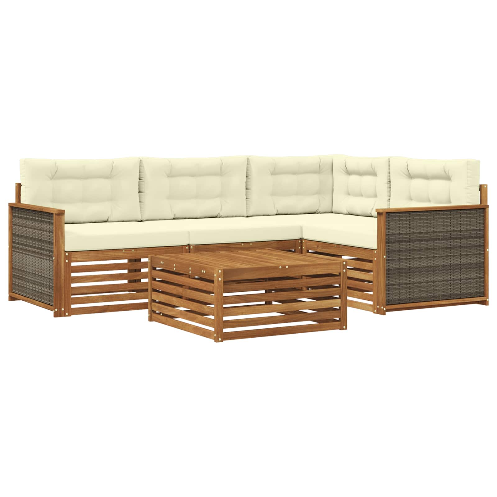Outdoor-Sofagarnitur mit Kissen 5 pcs Natur und Creme