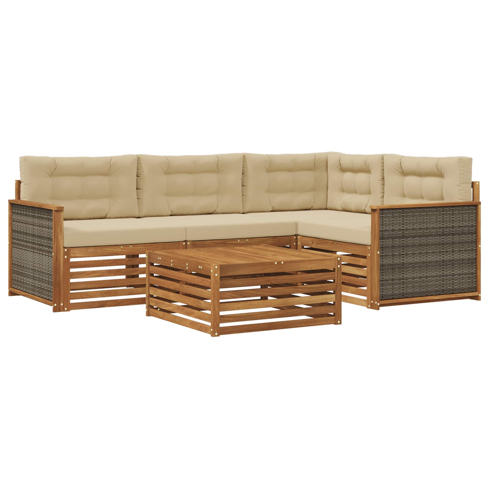 Outdoor-Sofagarnitur mit Kissen 5 pcs Natur und Beige