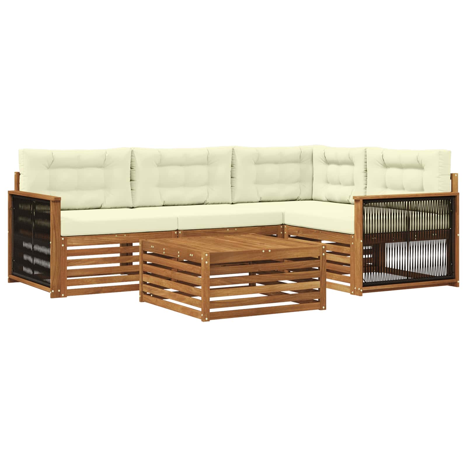 Outdoor-Sofagarnitur mit Kissen 5 pcs Natur und Creme