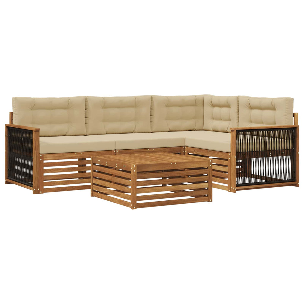 Outdoor-Sofagarnitur mit Kissen 5 pcs Natur und Beige