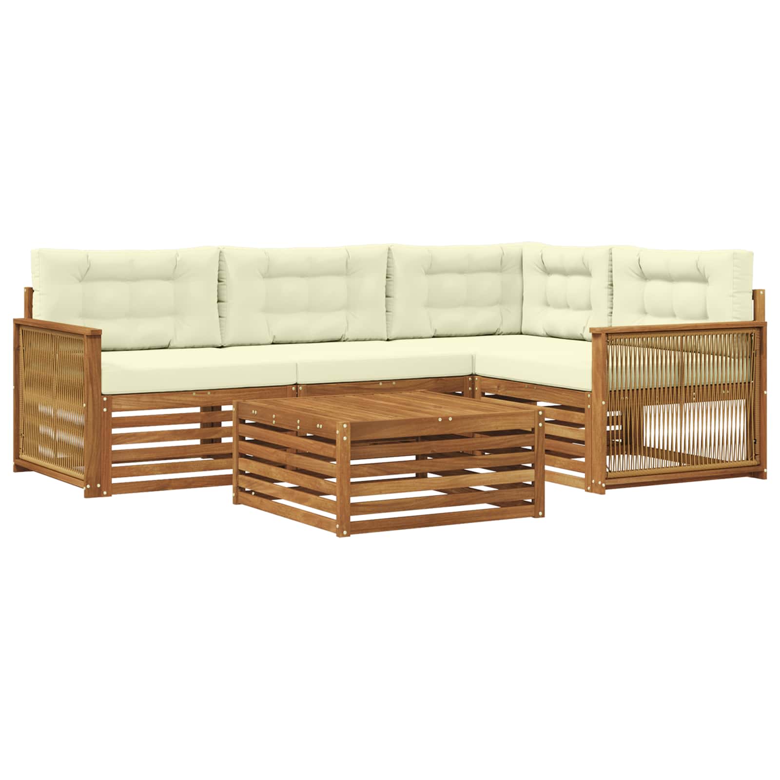 Outdoor-Sofagarnitur mit Kissen 5 pcs Natur und Creme