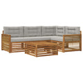 Outdoor-Sofagarnitur mit Kissen 5 pcs Natürlich und Hellgrau
