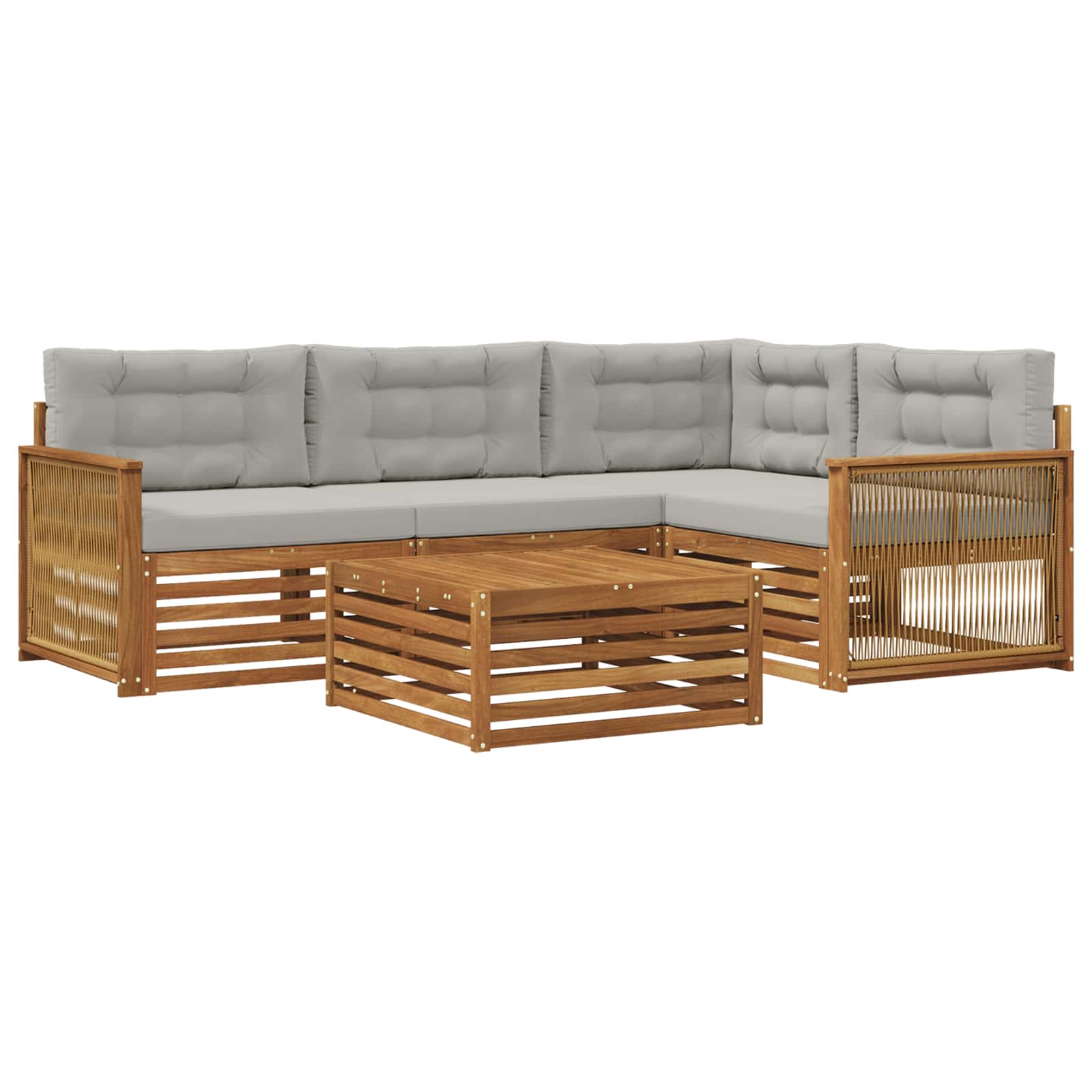 Outdoor-Sofagarnitur mit Kissen 5 pcs Natürlich und Hellgrau