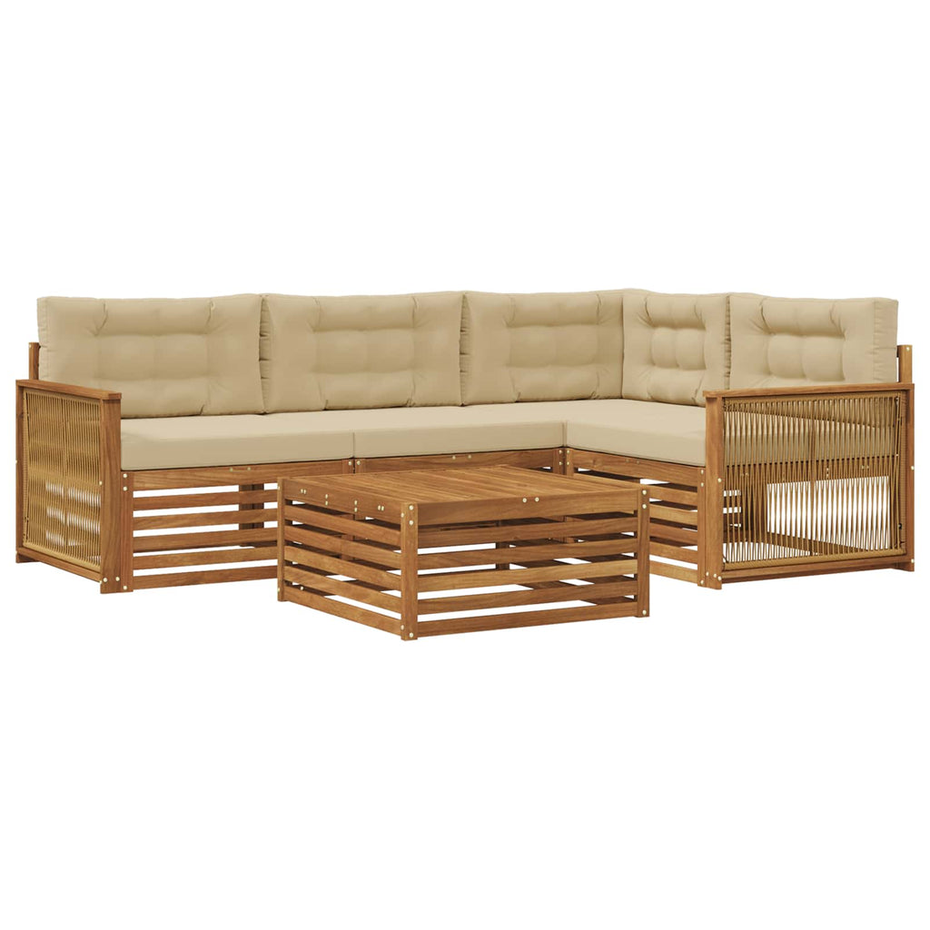 Outdoor-Sofagarnitur mit Kissen 5 pcs Natur und Beige