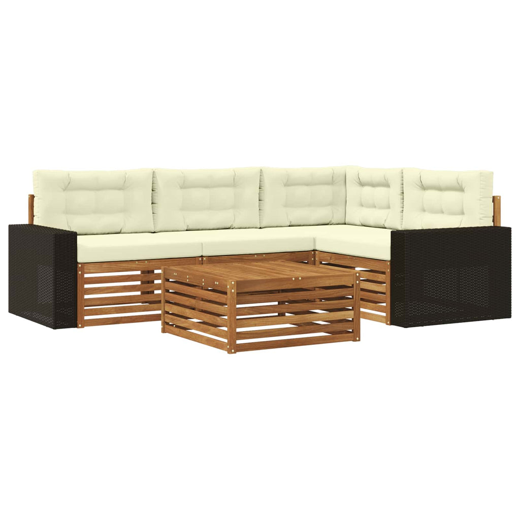 Outdoor-Sofagarnitur 5 pcs Natur und Creme 79 x 79 x 37 cm