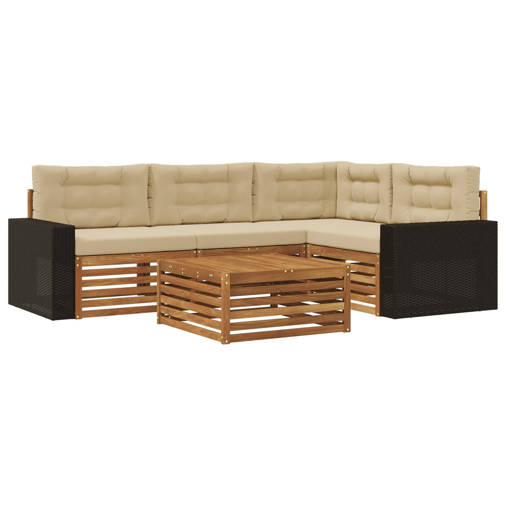 Outdoor-Sofagarnitur 5 pcs Natur und Beige 79 x 79 x 37 cm