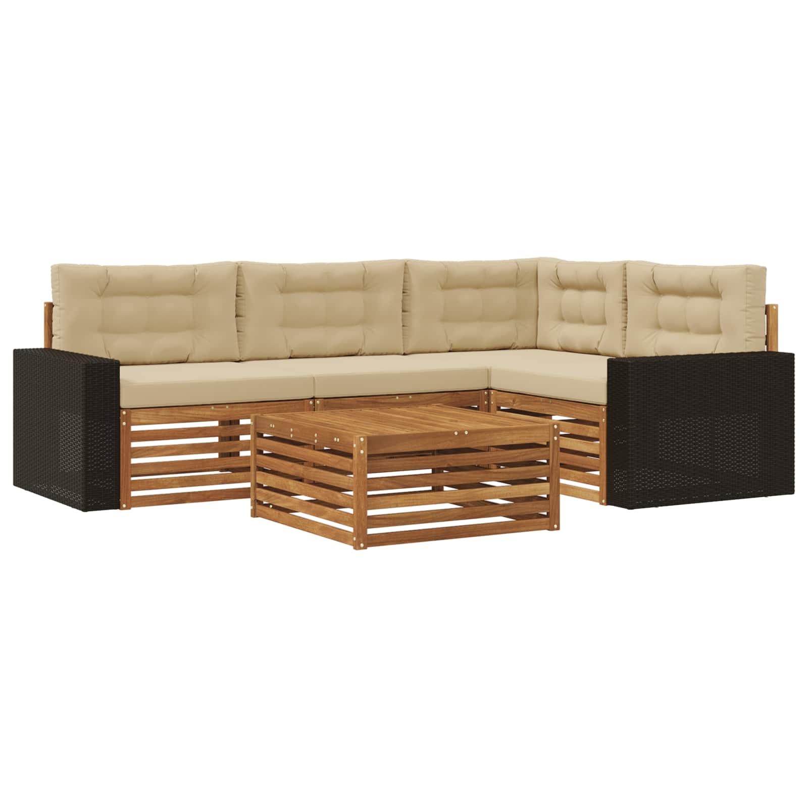 Outdoor-Sofagarnitur 5 pcs Natur und Beige 79 x 79 x 37 cm