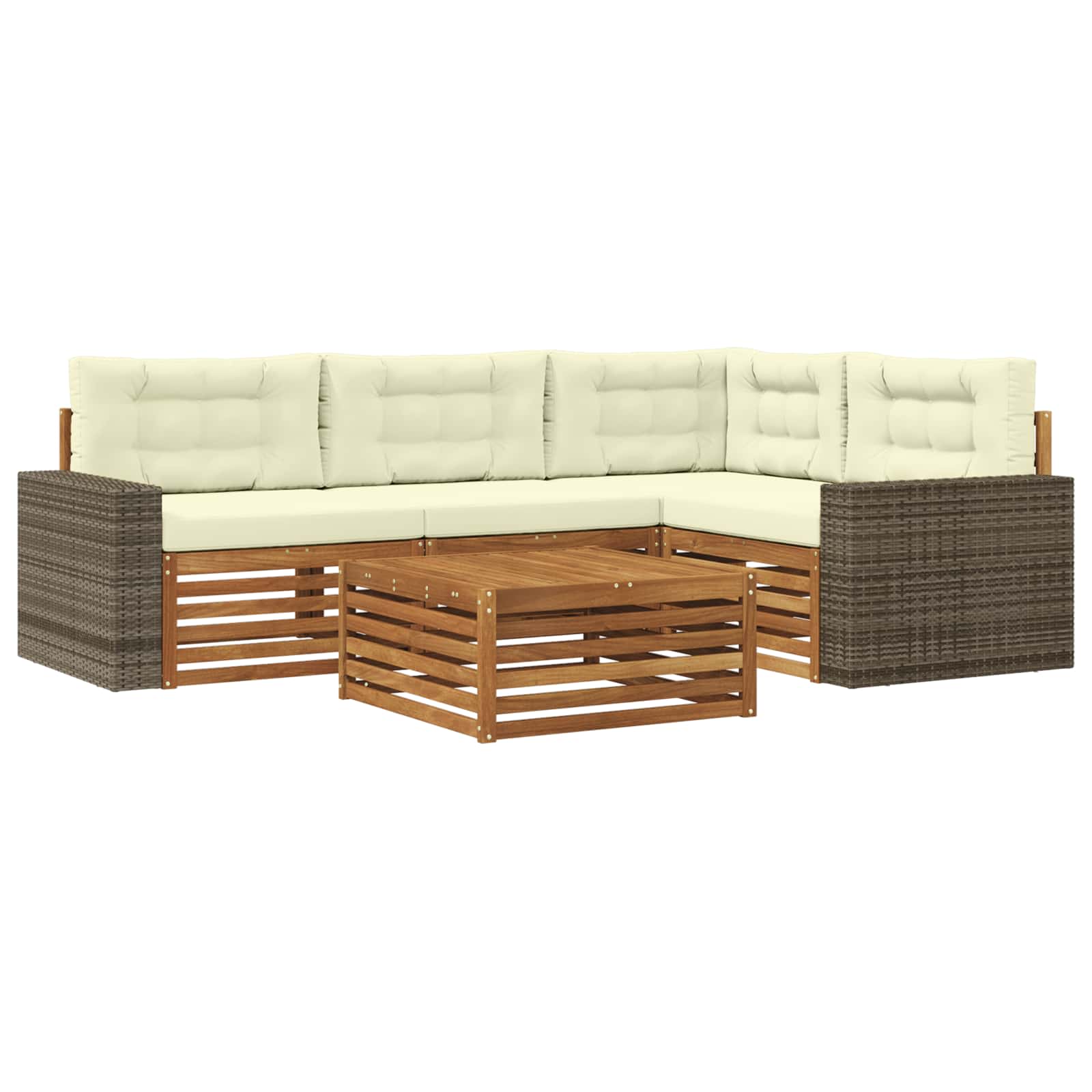 Outdoor-Sofagarnitur 5 pcs Natur und Creme 79 x 79 x 37 cm