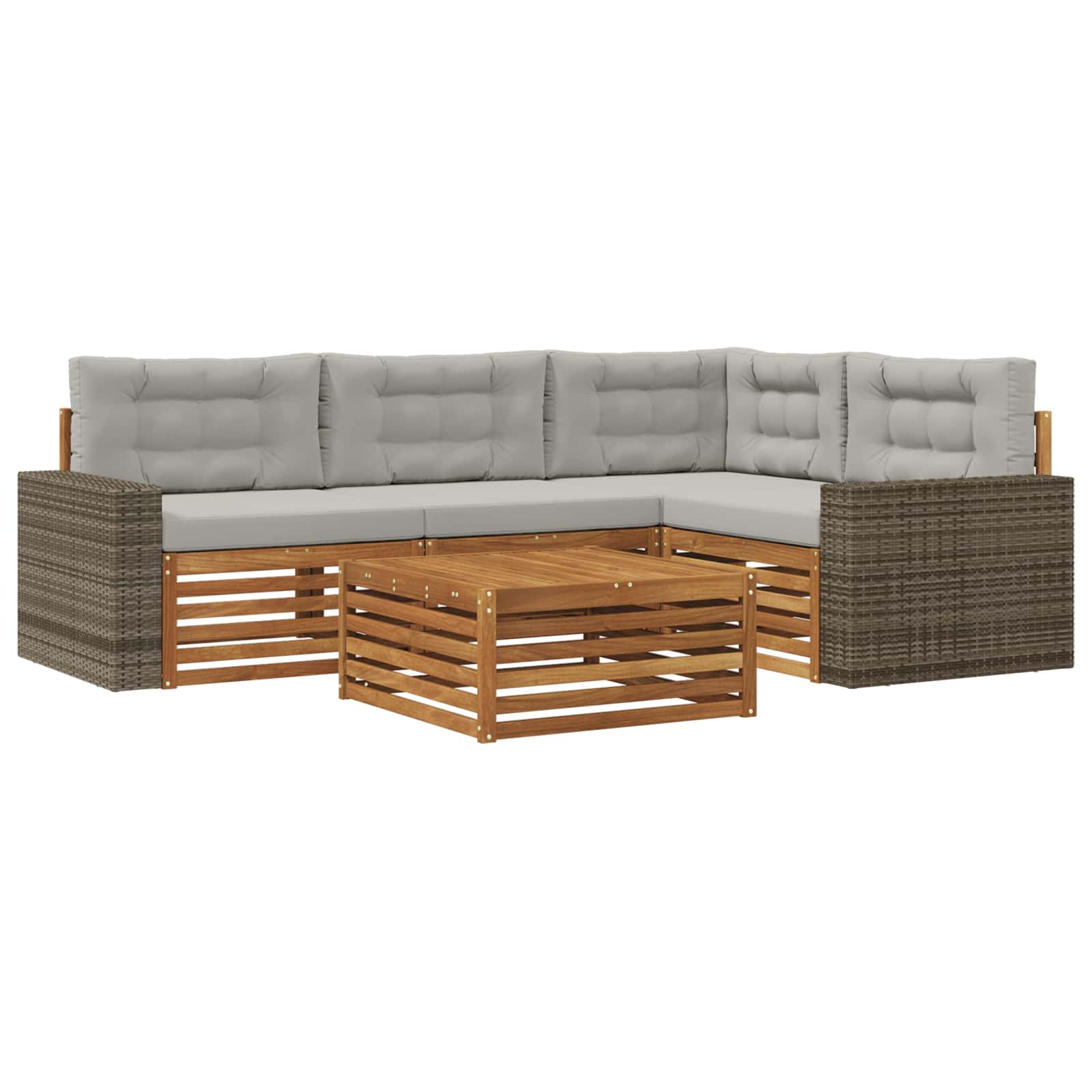 Outdoor-Sofagarnitur 5 pcs Natürlich und Hellgrau