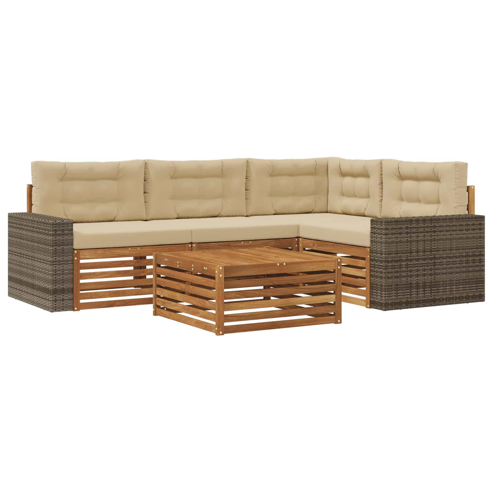 Outdoor-Sofagarnitur 5 pcs Natur und Beige 79 x 79 x 37 cm