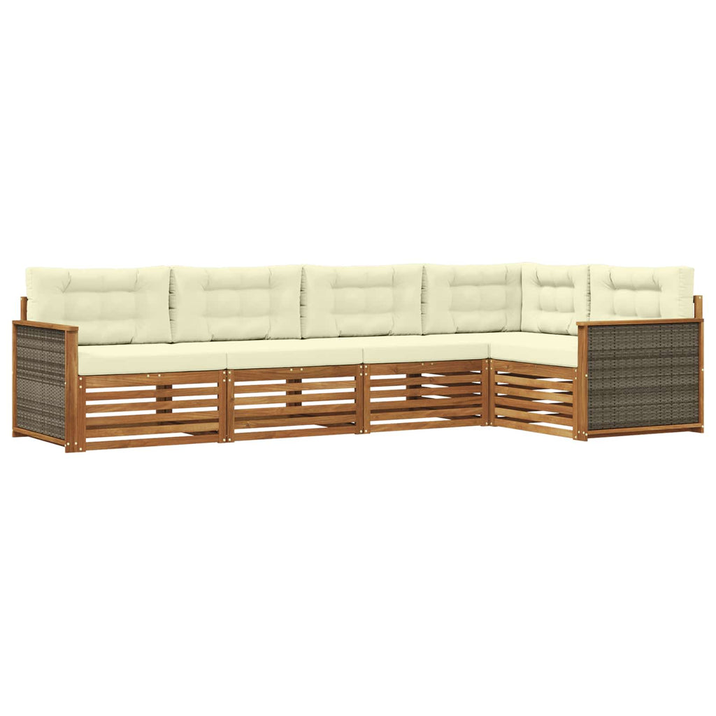 Outdoor-Sofagarnitur mit Kissen 5 pcs Natur und Creme
