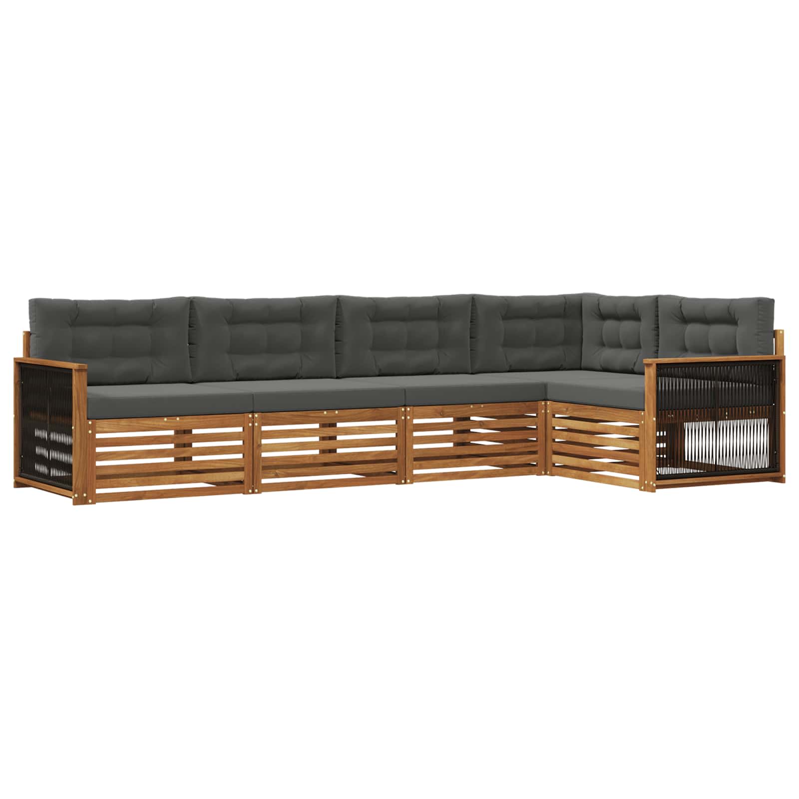 Outdoor-Sofagarnitur mit Kissen 5 pcs Natur und Anthrazit
