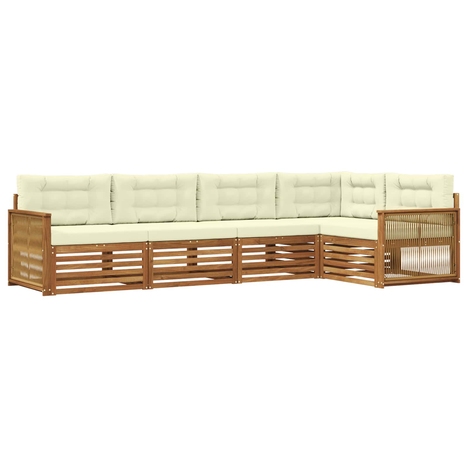 Outdoor-Sofagarnitur mit Kissen 5 pcs Natur und Creme