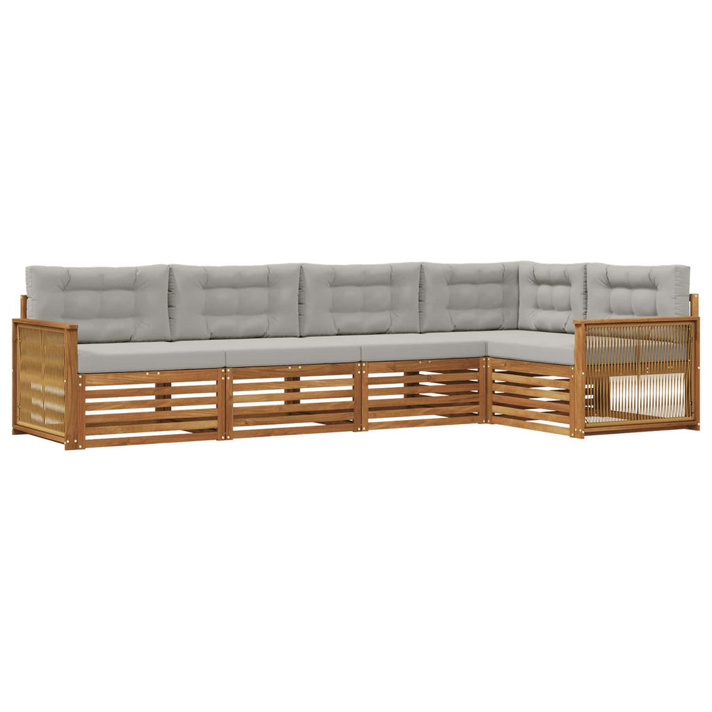 Outdoor-Sofagarnitur mit Kissen 5 pcs Natürlich und Hellgrau