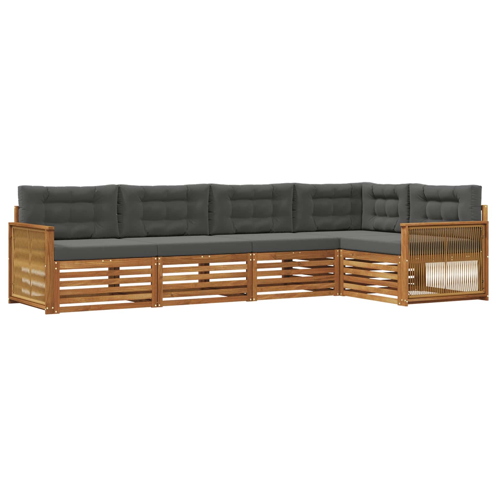 Outdoor-Sofagarnitur mit Kissen 5 pcs Natur und Anthrazit