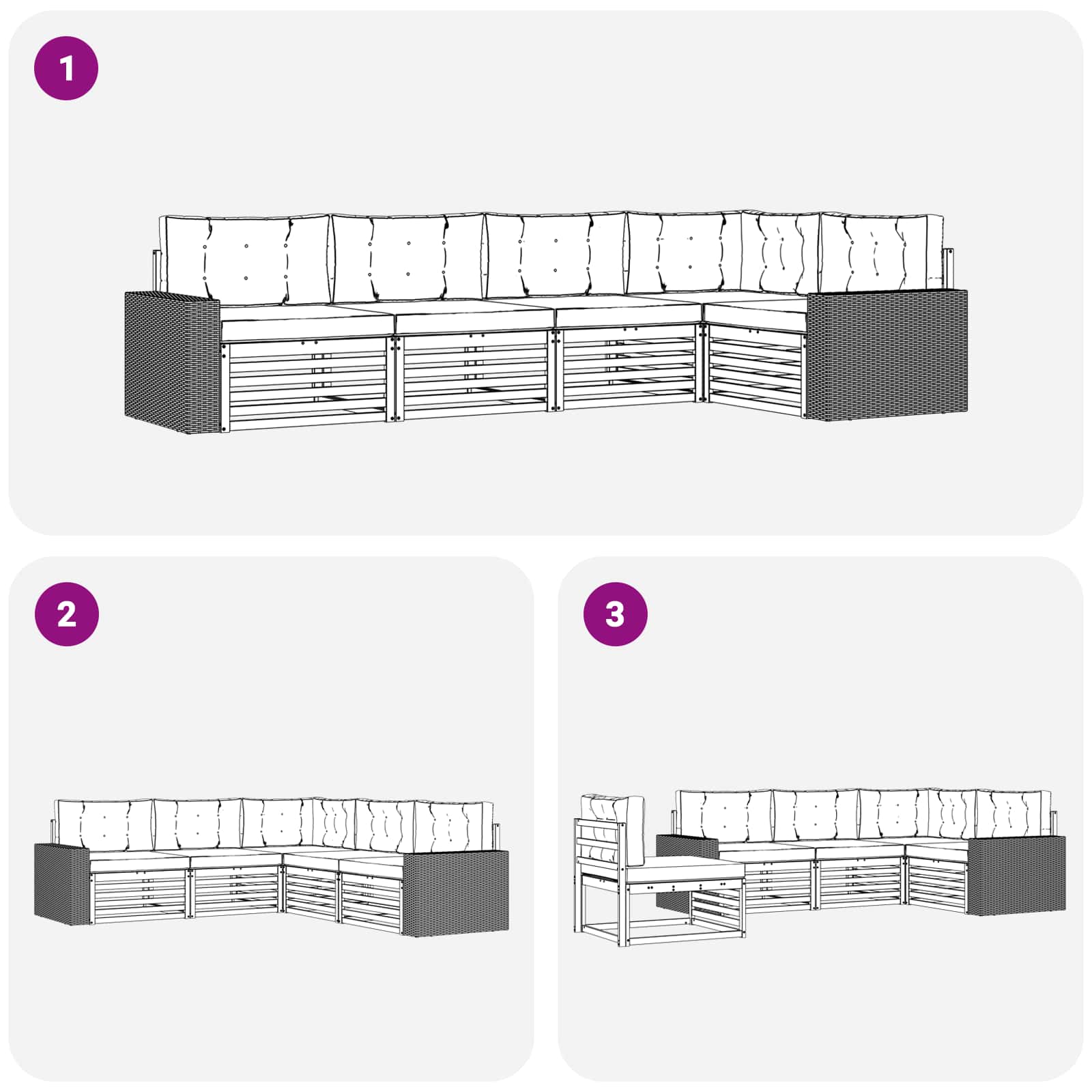 Outdoor-Sofagarnitur 5 pcs Natur und Anthrazit
