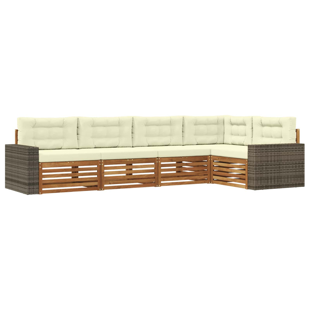Outdoor-Sofagarnitur 5 pcs Natur und Creme 331 x 172,5 x 73 cm