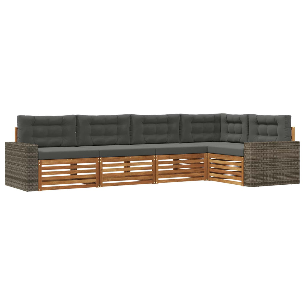 Outdoor-Sofagarnitur 5 pcs Natur und Anthrazit