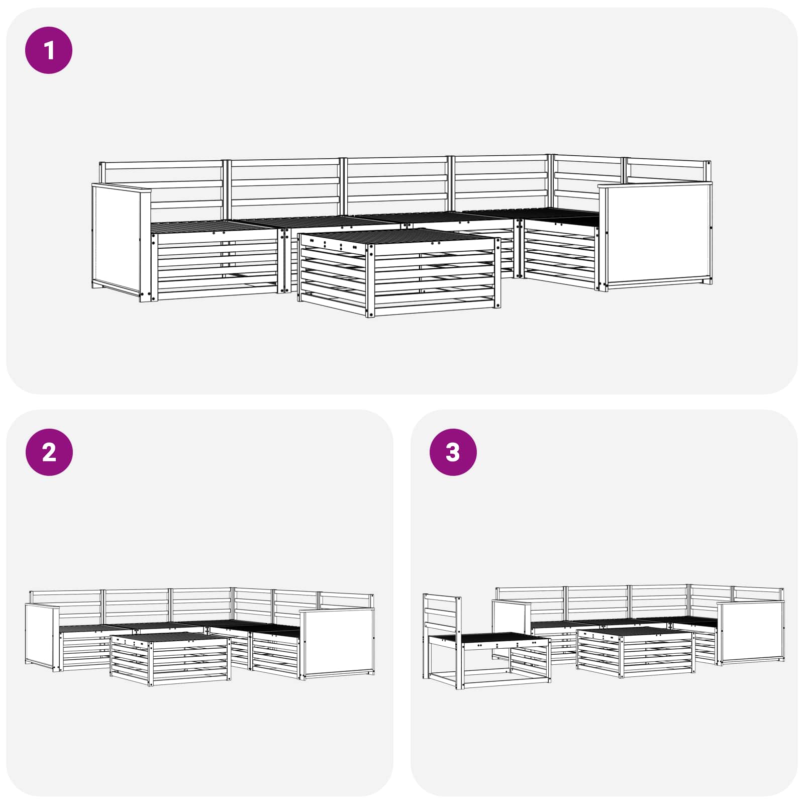 Outdoor-Sofagarnitur 6 pcs Natur Massivholz Akazie