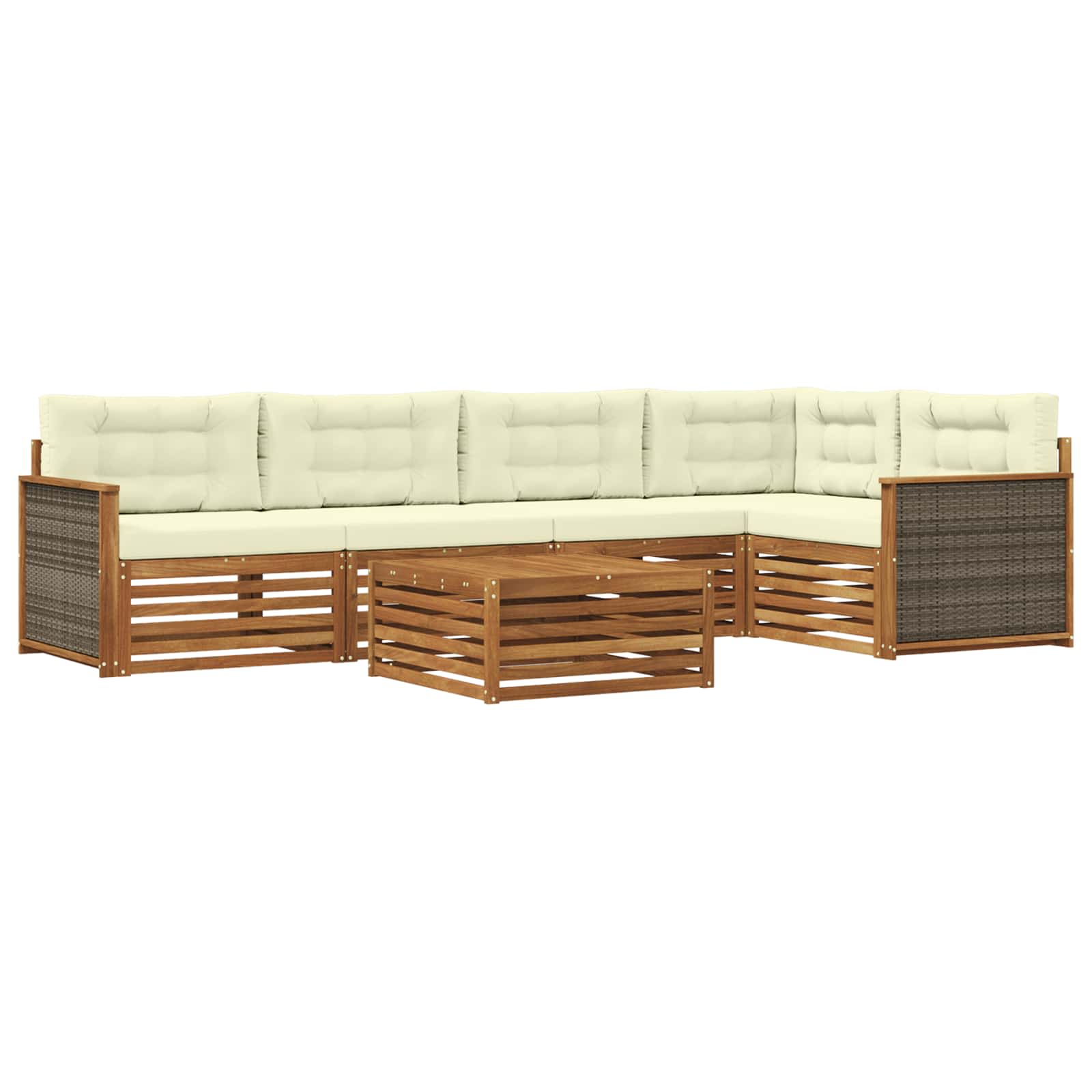 Outdoor-Sofagarnitur mit Kissen 6 pcs Natur und Creme