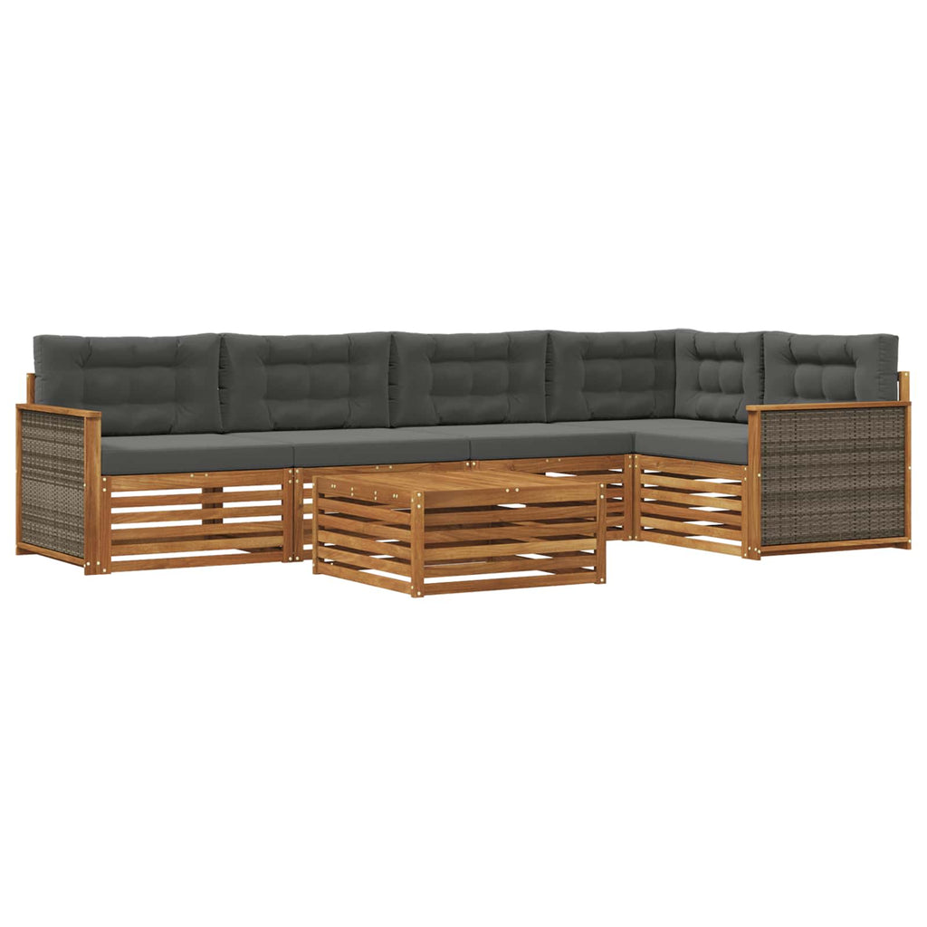 Outdoor-Sofagarnitur mit Kissen 6 pcs Natur und Anthrazit